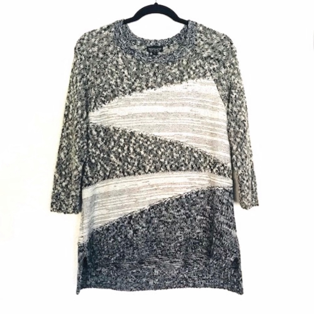 Topshop Grey and White Knit Sweater